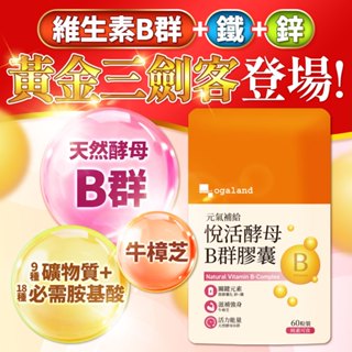 【ogaland】悅活酵母B群膠囊 60粒 天然啤酒酵母 牛樟芝 富含鐵 鋅 素食 維生素 葉酸 菸鹼酸 B群