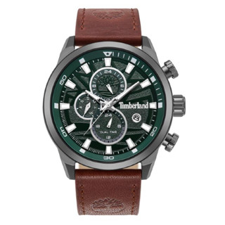 Timberland 天柏嵐 TDWGF0055601 三眼多功能兩地時間指標腕錶 皮帶 灰x綠 46mm