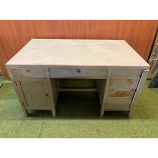 老件 全檜木書桌 檜木桌 Hinoki 懷舊 實木辦公桌 書桌 櫃臺 電腦桌 展示桌 黃檜古桌A7220【晶選二手傢俱】