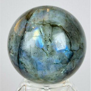 【明明天然水晶】 純天然『金運石共生』拉長石球60.7mm光譜石拉不拉多石 灰月光石 閃光石 第八脈輪靈魂之星靈性之石
