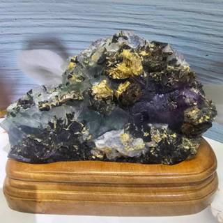 🫧奇幻世界能量水晶🫧 籃紫螢石共生方解石/鐵礦 立方晶體 綠螢石 藍螢石 紫螢石 螢石原礦 原石原礦 水晶擺件