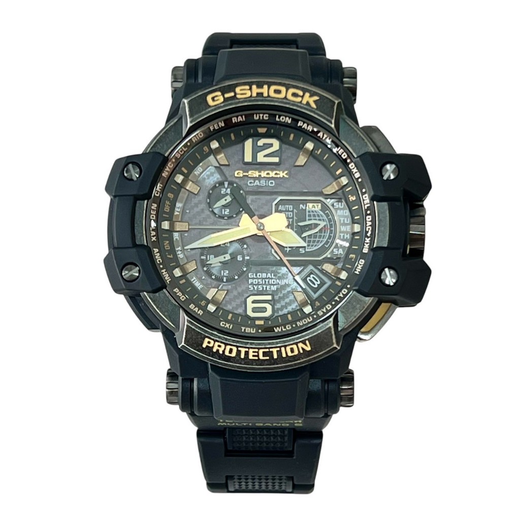 【G-SHOCK】GPS 電波錶 太陽能電力 黑X金飛行錶 GPW-1000VFC-1 56mm 現代鐘錶