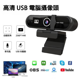 贈防窺蓋 網路視訊攝影機 視訊鏡頭 4K美顏自動對焦電腦攝像頭 免驅動 USB攝像頭 網路攝影機 電腦視訊鏡頭