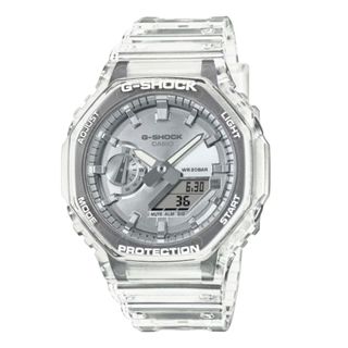 【CASIO 卡西歐】G-SHOCK 閃耀色彩 酷炫半透明雙顯錶款 銀 GA-2100BM-7A8 45.4mm