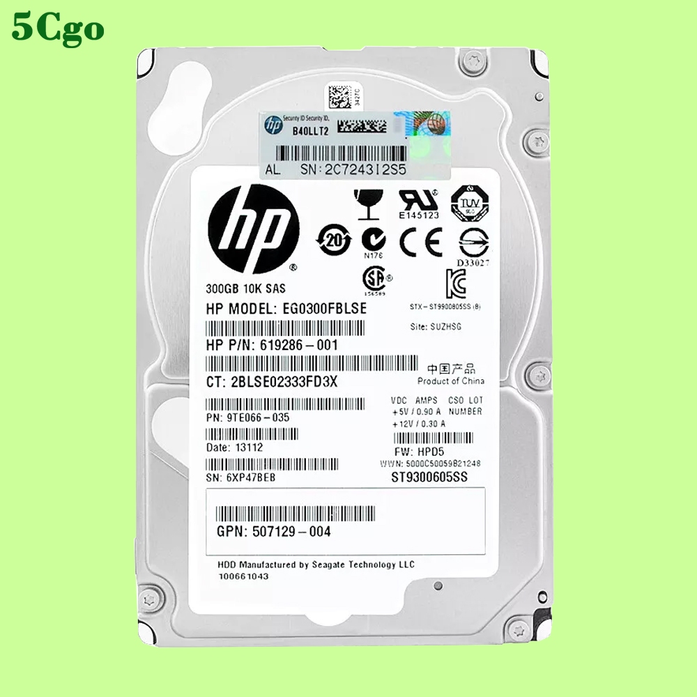 5Cgo.HP/惠普 EG0300FBLSE 619286-001 300GB 10K SAS 2.5伺服器507129