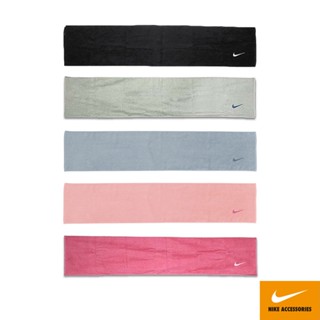 NIKE SOLID CORE長型毛巾120x25cm 運動毛巾 素色 純棉 柔軟 吸水佳 黑 米綠 珊瑚枚粉 灰藍 粉