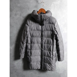 日本【UNIQLO】銀灰色中長版輕羽絨外套S