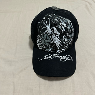 Ed hardy edhardy y2k 老虎 黑 水鑽 骷髏 帽 帽子 網帽 老帽 卡車帽 刺繡 復古 克羅心 ch