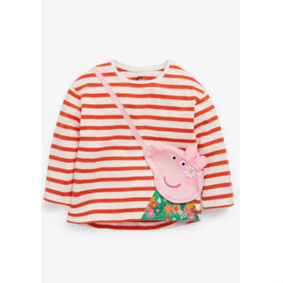 【二手近新現貨】英國品牌 NEXT 正版授權 女童 peggy pig 粉紅佩佩豬立體口袋長袖上衣長T-Shirt