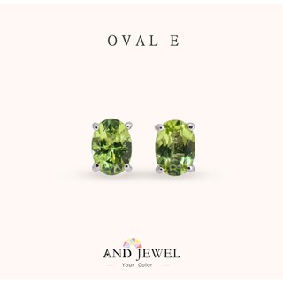 [安珠] 橄欖石 綠色 橢圓 5*7mm 耳環 經典系列 Oval E 寶石銀飾 AND JEWEL