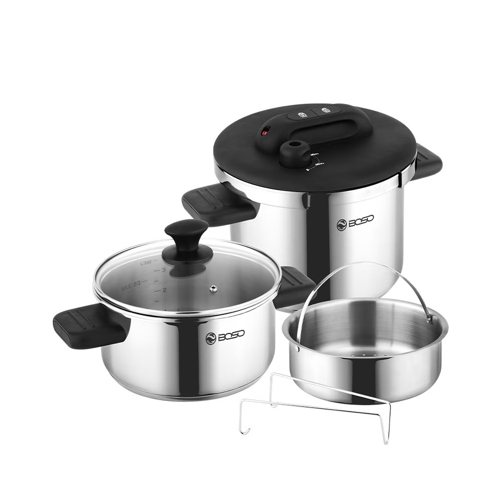 ♡福利品♡BOSO One Touch壓力快鍋 快速料理 省時烹飪 智慧鍋具 安全烹調