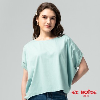 BLUE WAY ET BOiTE 箱子 - 女款 連袖剪接涼感寬版短TEE(淺綠)
