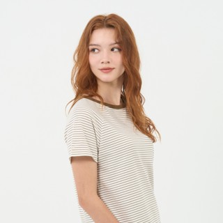 GIORDANO 女裝條紋圓領短袖上衣 13325211