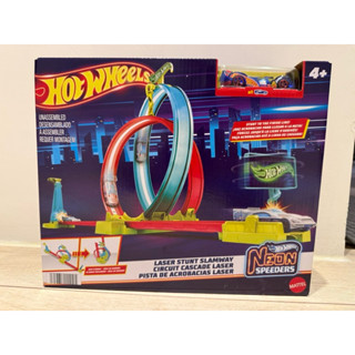 Hot Wheels 風火輪 小汽車 雙迴旋火圈軌道組 (內附一臺車) 霓虹系列雙環收納軌道組