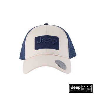 JEEP 撞色立體刺繡LOGO棒球帽-白藍色