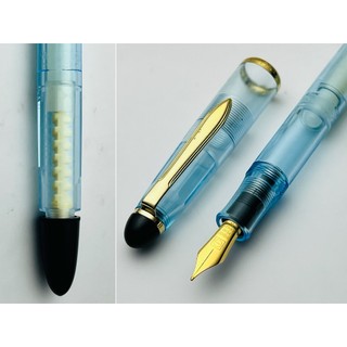 【透明示範老筆】德國Senator (M&K) Demonstrator 淺藍透明示範 1980年代 鍍金不銹鋼尖鋼筆