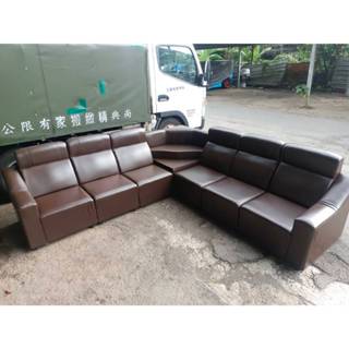 【尚典中古家具】咖啡色組合式6人座皮沙發 中古*二手*皮沙發*沙發*6人沙發*L型沙發*懶人沙發