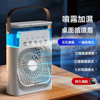 5孔噴霧風扇臺式usb加濕器冷卻空調,迷你便攜式