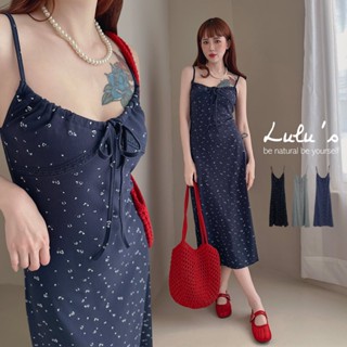 LULUS/細肩胸前抓皺綁帶小碎花長洋裝３色【A02250034】連身洋裝 250423
