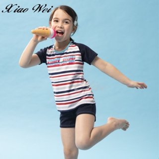 ☆奧莉薇網路購物☆MIT聖手品牌【亮彩條紋款式】時尚流行女童短袖二件式泳裝特價490元NO.A822009(14-18)