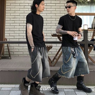 『EAME』韓國 貓鬚 立體抓線 水洗 牛仔褲 短褲 七分褲 美式 街頭 破壞不修編 闊腿 男女皆可