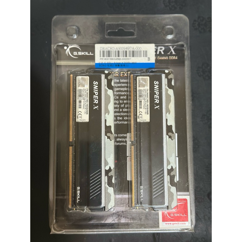 二手芝奇（永久保固）G.SKILL Sniper X 狙擊者 DDR4-3600 8G*2 1.35V 超頻記憶體