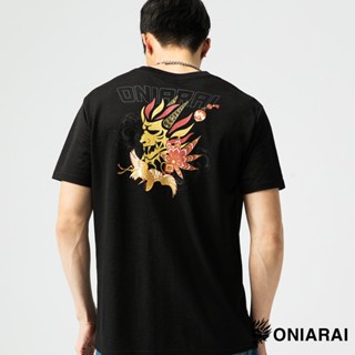 BLUE WAY 鬼洗 ONIARAI - 男款 和藝術紅鶴側鬼短TEE