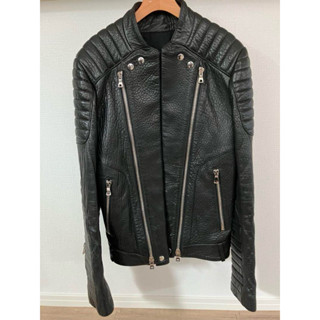 全新BALMAIN PARIS 小羊皮龜甲拉鍊夾克 皮衣外套