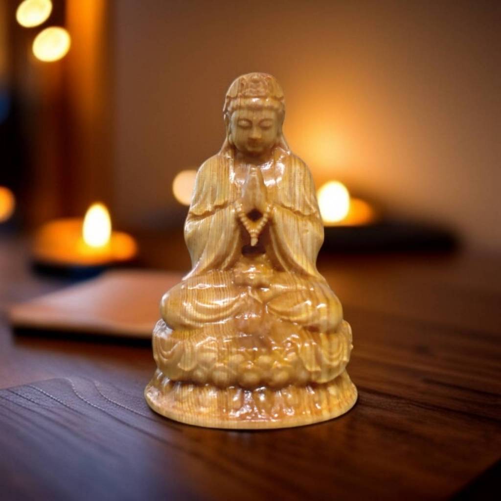 合掌坐觀音 實木雕刻 觀音木雕 觀世音菩薩 觀音菩薩 觀音佛像 觀音佛祖 觀音神像 神明公仔 廟會模型神尊 模型神尊