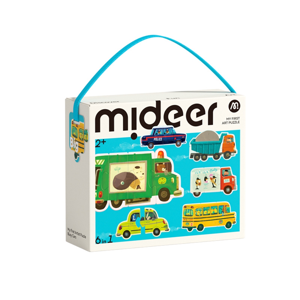 MiDeer 六合一拼圖－汽車｜多階段拼圖挑戰｜交通工具主題｜手眼協調訓練｜幼兒益智遊戲！6936352514589
