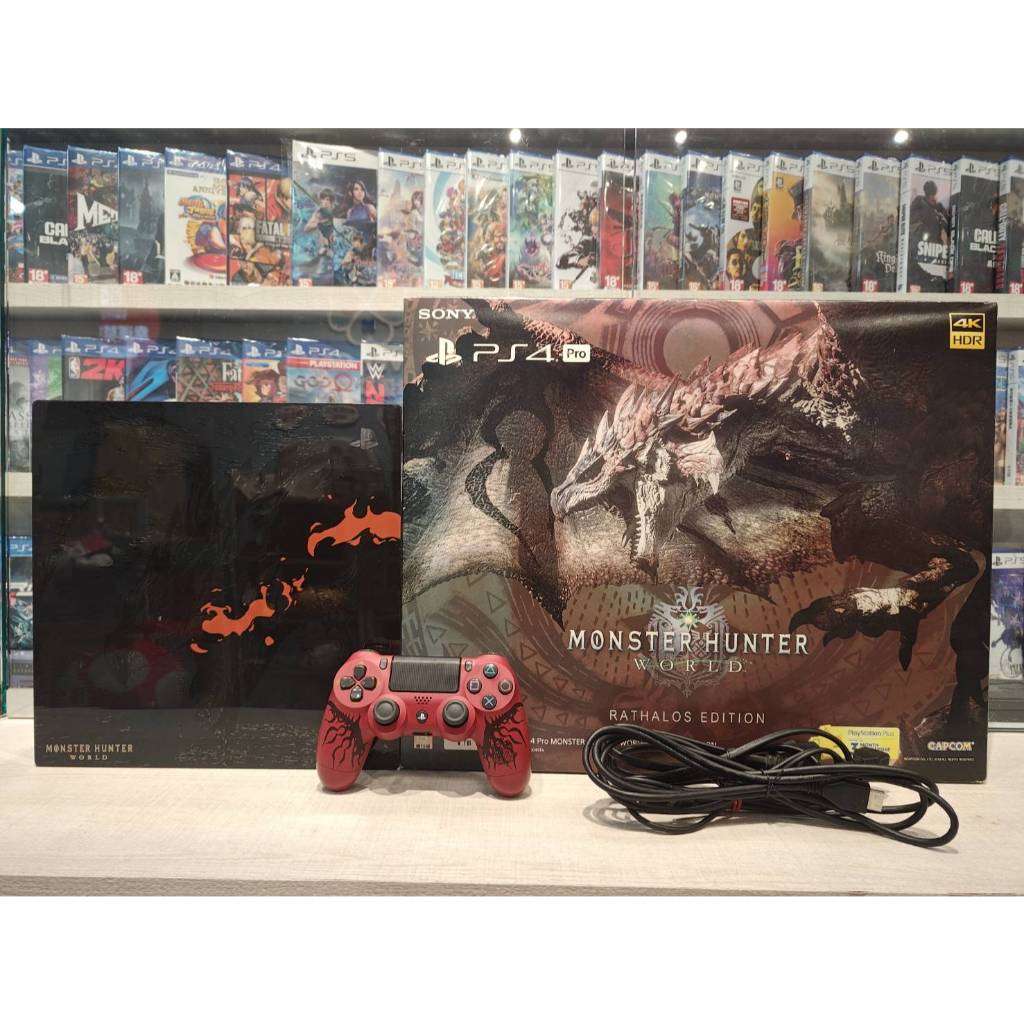 [店保一個月]便宜出售 PS4 Pro 魔物獵人 世界 火龍 主機 CUH-7117 型 1TB 台灣公司貨 二手主機