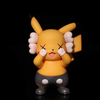 低價出清 【寶可夢】 神奇寶貝 潮牌KAW皮卡丘 黃色 Q版 公仔 模型 盒裝 10CM