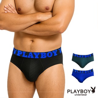 【PLAYBOY】緞彩紋透氣彈力三角內褲