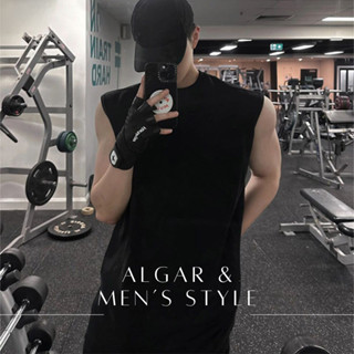 【Algar選品】韓國ins坎肩痞帥運動背心 厚磅背心 TANK 坦克 運動 健身 顯壯 肌肉 手臂男女背心 衣服 上衣