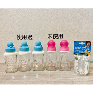 全新+二手～PUKU新生兒玻璃奶瓶150ml 五瓶+替換奶嘴愛愛