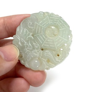二手古董 八卦陣 八卦可活動 玉牌 小玉佩 可愛 配件 玉石 品種未知 吊墜 翡翠 翡翠雕刻