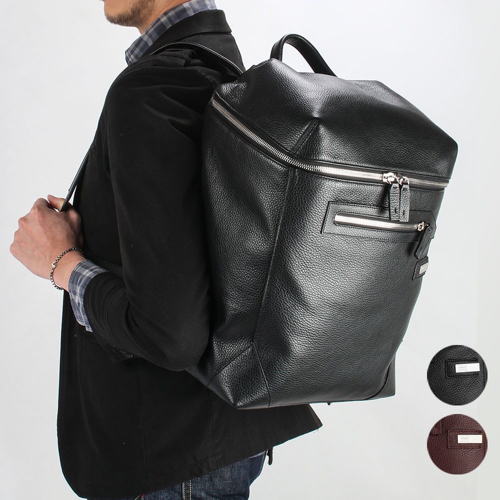 ARMANI COLLEZIONI粒紋皮革鐵牌LOGO大後背包(任選)102305｜GoBrand購名牌