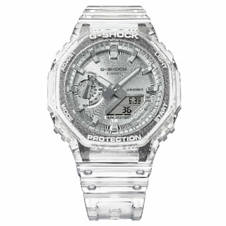 CASIO卡西歐 G-SHOCK 2100 系列 GA-2100BM-7A8 八角形半透明雙顯腕錶 銀 45.4mm