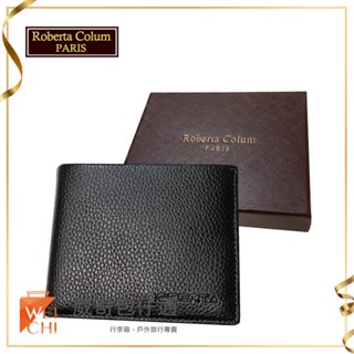 【Roberta Colum諾貝達】男用皮夾 短夾 專櫃皮夾 進口軟牛皮短夾(黑色24004)【威奇包仔通】