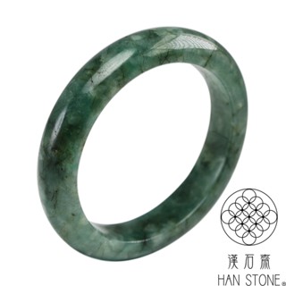 【漢石齋】天然翡翠A貨 手鐲玉鐲 飄花種 福 利 品(手圍16.2/版寬11.8mm)