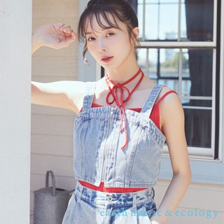 earth music&ecology 前拉鍊短版牛仔背心上衣(01000299500)