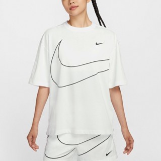 NIKE 短T NSW 白色 大LOGO 落肩 短袖 上衣 女 HQ1581-100