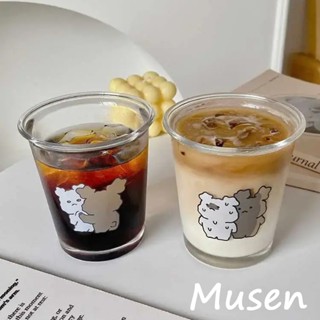 Musen【臺灣現貨】 韓國ins風玻璃咖啡杯 冷萃杯 拿鐵咖啡杯 早餐牛奶杯 家用喝水杯情侶杯
