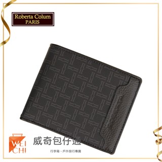【Roberta Colum諾貝達】男用皮夾 短夾 專櫃皮夾 進口牛皮配乳膠短夾 (28903-黑色)【威奇包仔通】