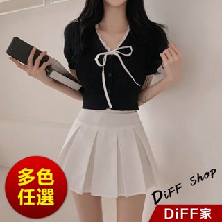 【DIFF】韓版設計感綁帶針織上衣 短袖上衣 顯瘦上衣 衣服 夏天女裝 短板上衣 短版t恤 女裝 短袖t恤女【T649】