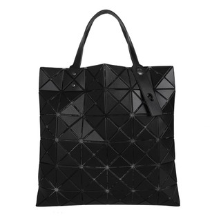 ISSEY MIYAKE BAOBAO-經典透光幾何方格皮質6x6手提包(霧面黑)