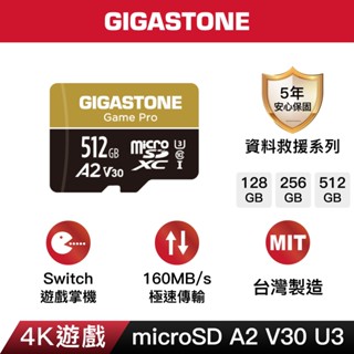 【GIGASTONE】4K遊戲記憶卡512G/256G/128G A2 V30｜臺灣製造/Switch/microSD