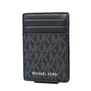 MICHAEL KORS 男款 緹花LOGO防刮皮革名片夾/鈔票夾-黑色 【美國正品現貨】