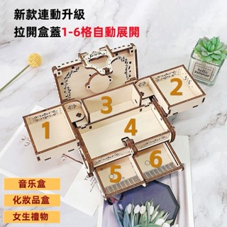 【桃園發貨 免運】網紅情侶手工禮物 送女生diy拼裝八音樂盒 積木3d機關首飾盒 女神禮物 音樂盒 八音盒 交換禮物