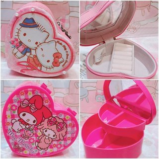 ♥小玫瑰日本精品♥ 現貨 Hello Kitty 美樂蒂 小羊 愛心造型 飾品盒 收納盒 戒指盒 小物盒~8